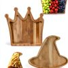 EHZYP Wood Halloween Tray Brown Art Deco Food Service-0