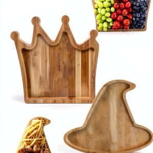 EHZYP Wood Halloween Tray Brown Art Deco Food Service-0