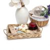 YRLSOTGE Hyacinth Storage Basket Rectangular Rustic Handle-1