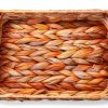 YRLSOTGE Hyacinth Storage Basket Rectangular Rustic Handle-0