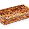 YRLSOTGE Hyacinth Storage Basket Rectangular Rustic Handle-2