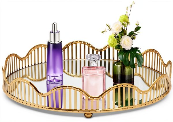 WXLTSGM Gold Tiered Tray Modern Iron Glass Display-0