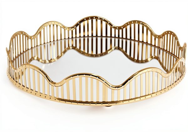 WXLTSGM Gold Tiered Tray Modern Iron Glass Display-1