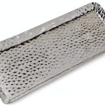 Metal Serving Tray ACKEIVTO Silver Rectangular Food Drink-0