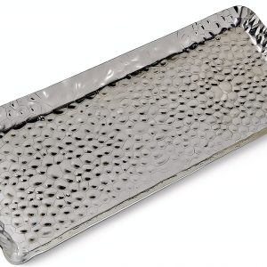 Metal Serving Tray ACKEIVTO Silver Rectangular Food Drink-0