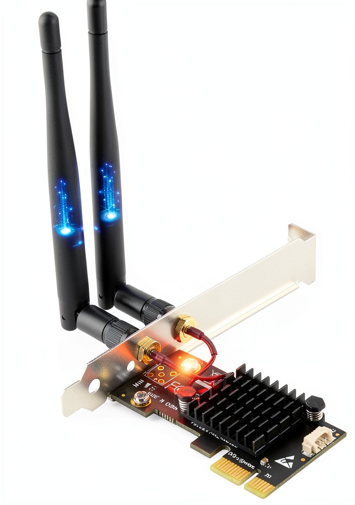Installing Ubit Intel Dual Band Wireless-AC 7265 WiFi Adapter for PC on a wooden desk