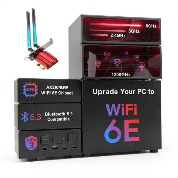 WiFi 6E Network Card UFON PCE-AX210 PCIe with Bluetooth 5.3 and WPA3-1