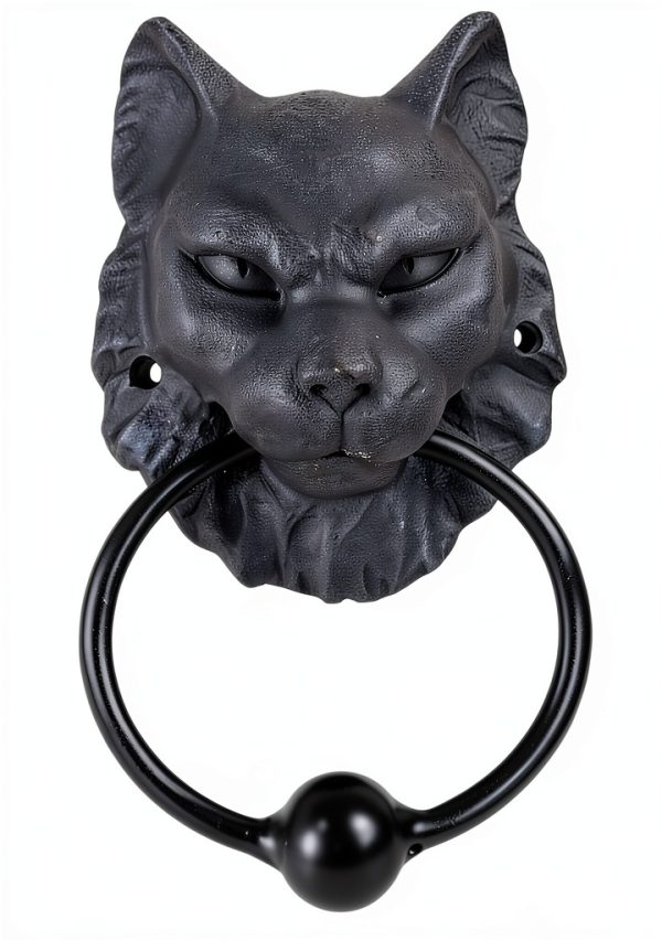 Ebros Faux Stone Door Knocker Mystical Cheshire Cat Gargoyle 7.25"-7