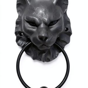 Ebros Faux Stone Door Knocker Mystical Cheshire Cat Gargoyle 7.25"-0