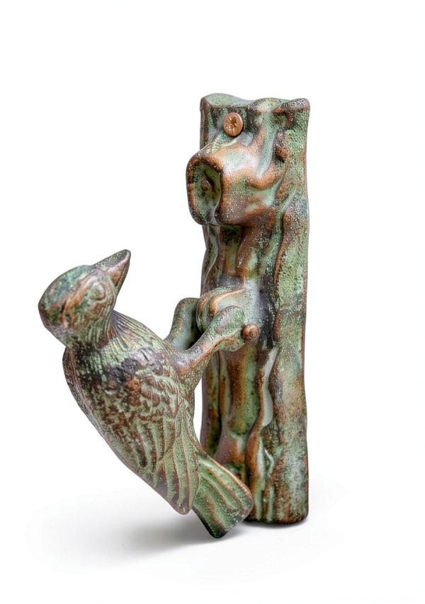 Woodpecker Door Knocker by Esschert Design Green Patina 6x4.3in-1