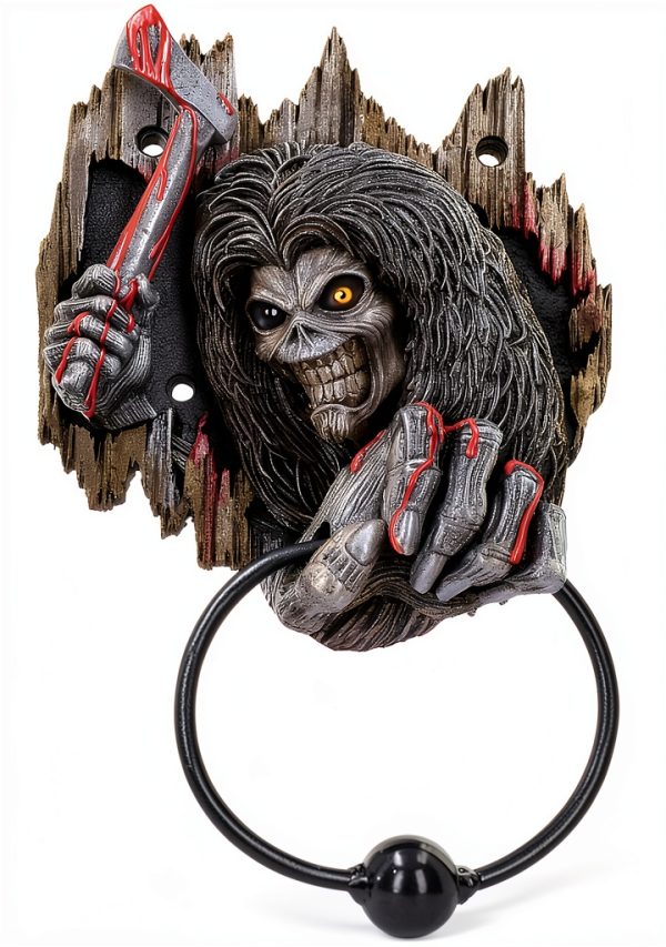 Iron Maiden Door Knocker Nemesis Now Resin Silver 21.5cm Hand‑Painted-0