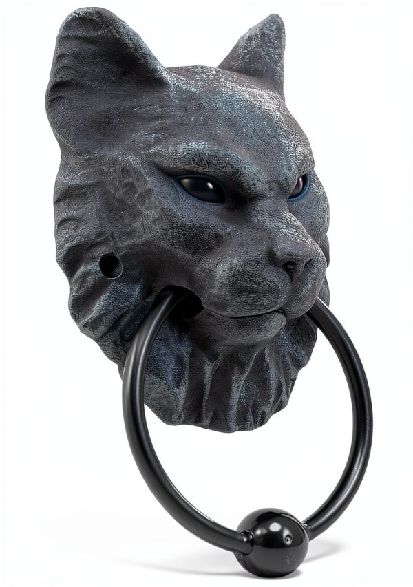 Ebros Faux Stone Door Knocker Mystical Cheshire Cat Gargoyle 7.25"-3