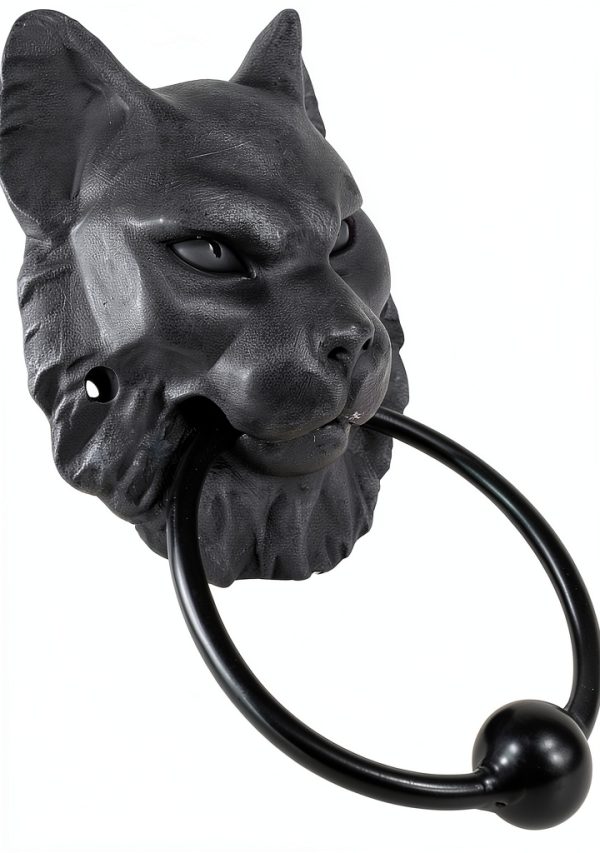 Ebros Faux Stone Door Knocker Mystical Cheshire Cat Gargoyle 7.25"-5