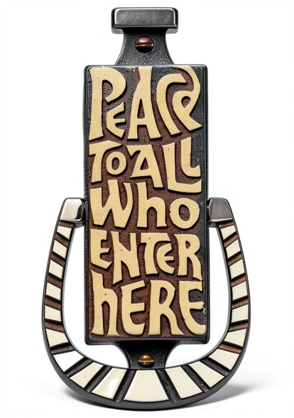 Peace to All Who Enter Here Door Knocker Terra Sancta Bronze-0