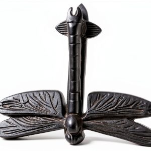 UD Cast Iron Dragonfly Doorknocker Matte Black 4x6x1 Inch-0