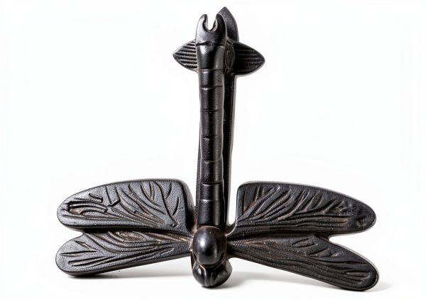 UD Cast Iron Dragonfly Doorknocker Matte Black 4x6x1 Inch-0