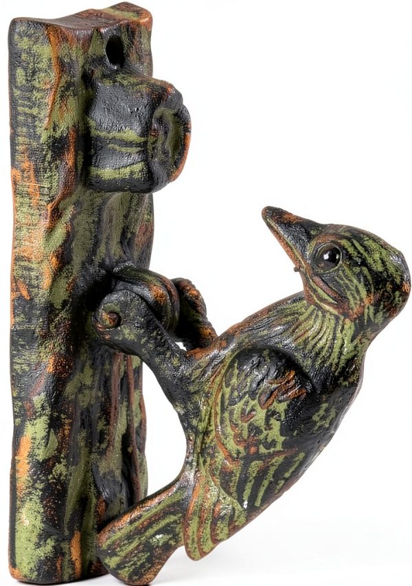 Woodpecker Door Knocker by Esschert Design Green Patina 6x4.3in-0