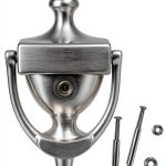 QCAA Solid Brass Door Knocker, 7", with 160 Degree Glass Len Door Viewer (UL Listed), Satin Nickel, 1 Pack-0