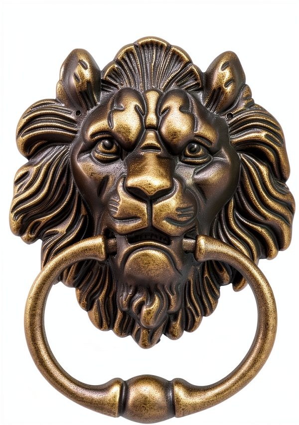 QWORK Antique Lion Head Bronze Door Knocker - Classic Vintage Design-3