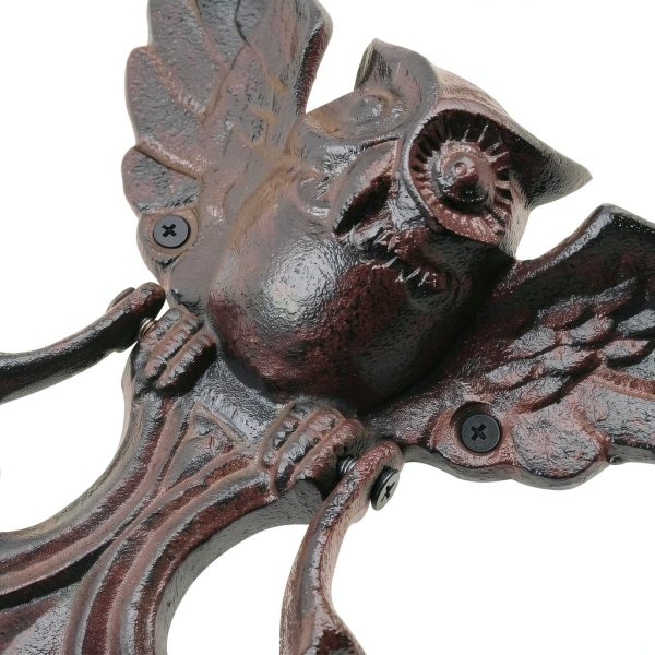 Owl Door Knocker by Earl Diamond Heavy Duty Cast Iron Rustic Black-4