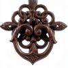 Black Antique Front Door Knocker with Cast Iron Petal Leaf Design-1