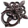 Black Antique Front Door Knocker with Cast Iron Petal Leaf Design-4
