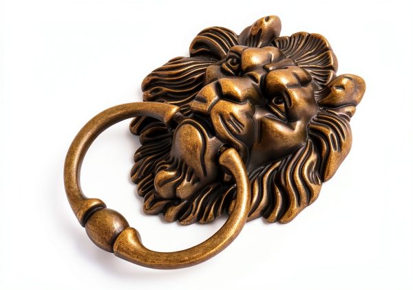 QWORK Antique Lion Head Bronze Door Knocker - Classic Vintage Design-1