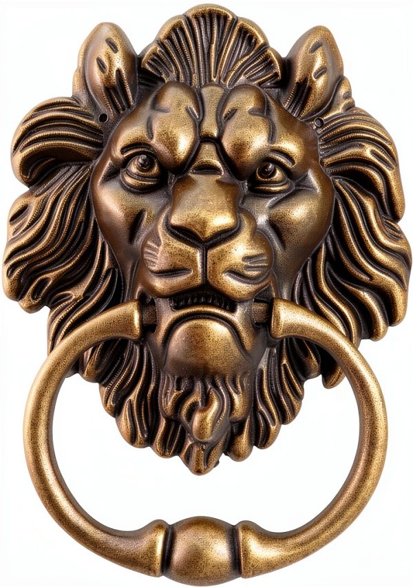 QWORK Antique Lion Head Bronze Door Knocker - Classic Vintage Design-0