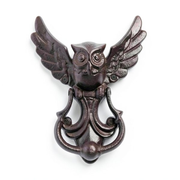 Owl Door Knocker by Earl Diamond Heavy Duty Cast Iron Rustic Black-5