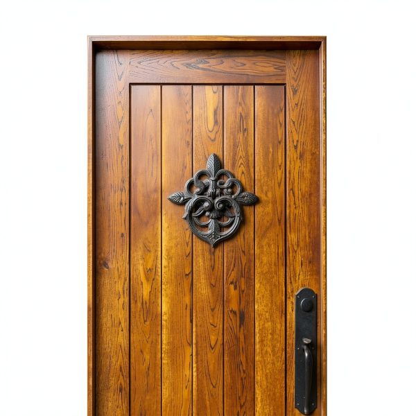 Black Antique Front Door Knocker with Cast Iron Petal Leaf Design-5