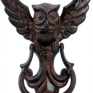 Owl Door Knocker by Earl Diamond Heavy Duty Cast Iron Rustic Black-0