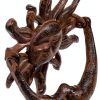 Sun and Moon Front Door Knocker Cast Iron Rustic, Brown-3