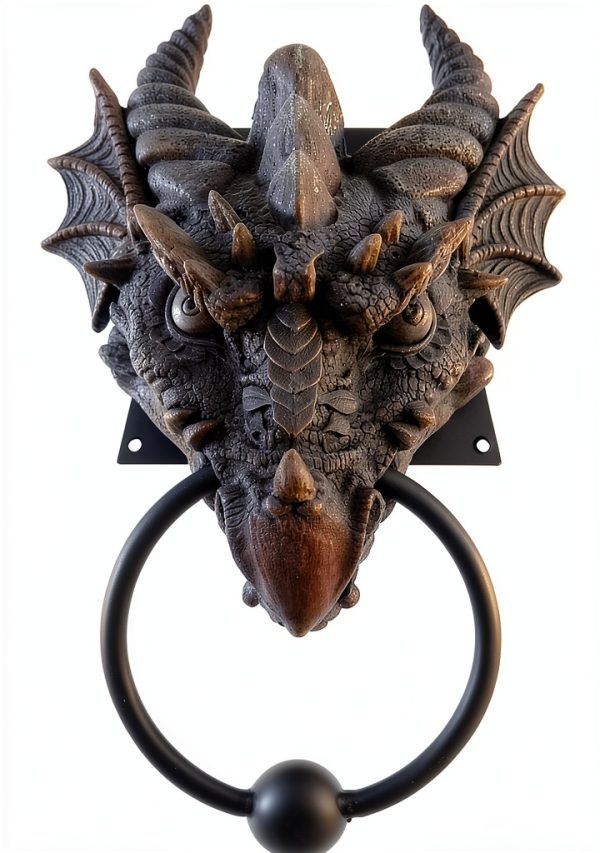 Pacific Giftware Gothic Dragon Door Knocker Cast Iron Finish-0