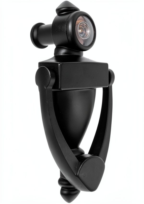 Elegant 5 Inch Matte Black Door Knocker with 180° Peephole TB SENROCA-0