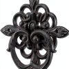 Black Antique Front Door Knocker with Cast Iron Petal Leaf Design-0