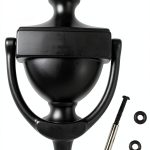 QCAA Solid Brass Door Knocker 7" Matte Black, Wall Mount, Antique-0