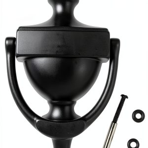 QCAA Solid Brass Door Knocker 7" Matte Black, Wall Mount, Antique-0