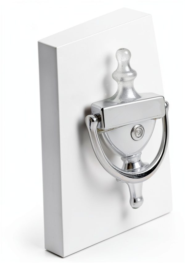 QCAA Solid Brass Door Knocker, 7", with 160 Degree Glass Len Door Viewer (UL Listed), Satin Nickel, 1 Pack-5