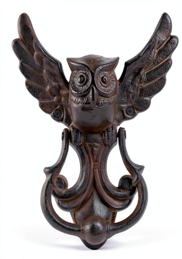 Owl Door Knocker by Earl Diamond Heavy Duty Cast Iron Rustic Black-1