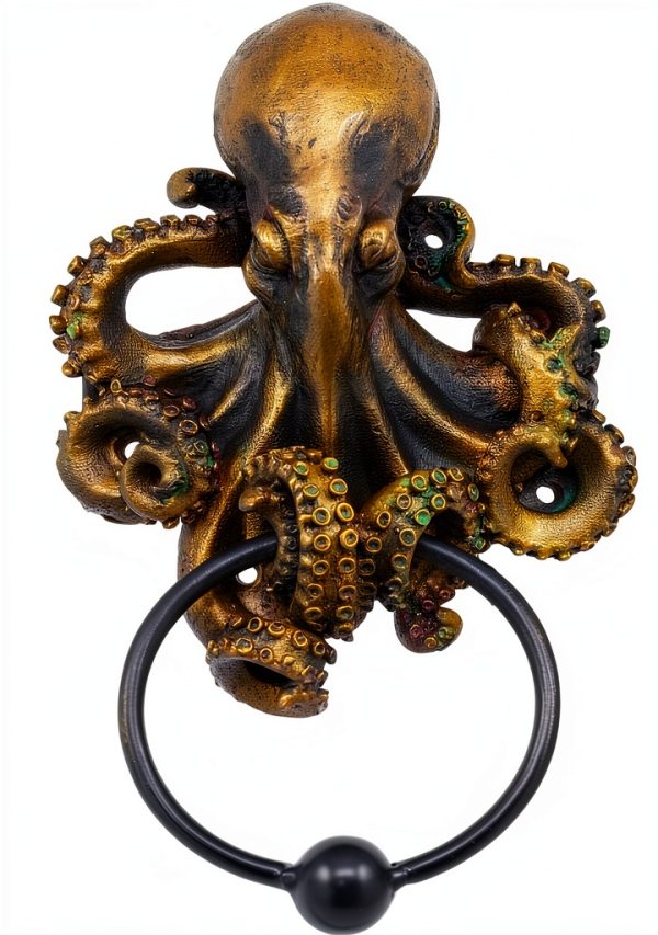 Pacific Giftware Nautical Gothic Mythical Sea Monster Deep Ocean Creature Octopus Kraken Cthulhu Decorative Door Knocker Wall Mount Polyresin Figurine 8.5" H-0