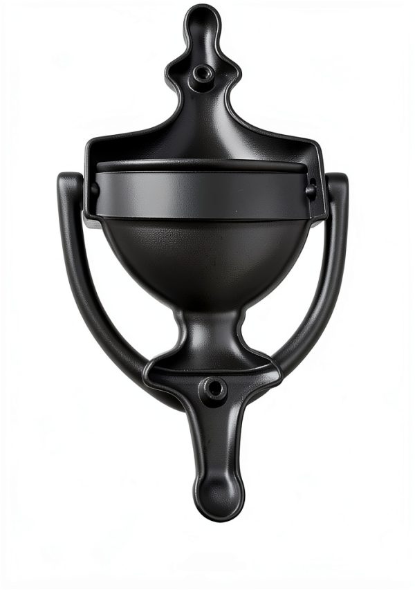 QCAA Solid Brass Door Knocker 7" Matte Black, Wall Mount, Antique-2