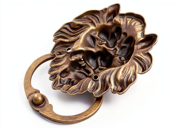 QWORK Antique Lion Head Bronze Door Knocker - Classic Vintage Design-2