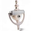 QCAA Solid Brass Door Knocker, 7", with 160 Degree Glass Len Door Viewer (UL Listed), Satin Nickel, 1 Pack-6