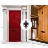 QCAA Solid Brass Door Knocker 7" Matte Black, Wall Mount, Antique-1