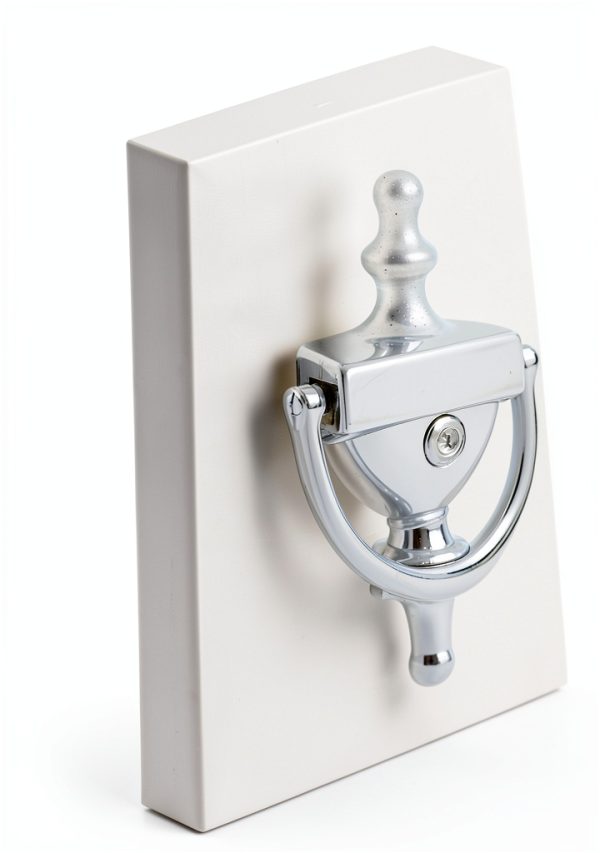 QCAA Solid Brass Door Knocker, 7", with 160 Degree Glass Len Door Viewer (UL Listed), Satin Nickel, 1 Pack-4