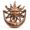 Sun and Moon Front Door Knocker Cast Iron Rustic, Brown-1