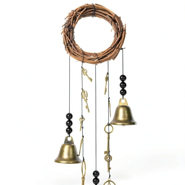 Maitys Witch Bells 2 Pieces Door Knob Hanger Witchcraft Decor Wind Chimes Positive Energy Decor Magic Home Protection Bells Handmade Clear Negative Energy Witch Door Knocker for Boho-3