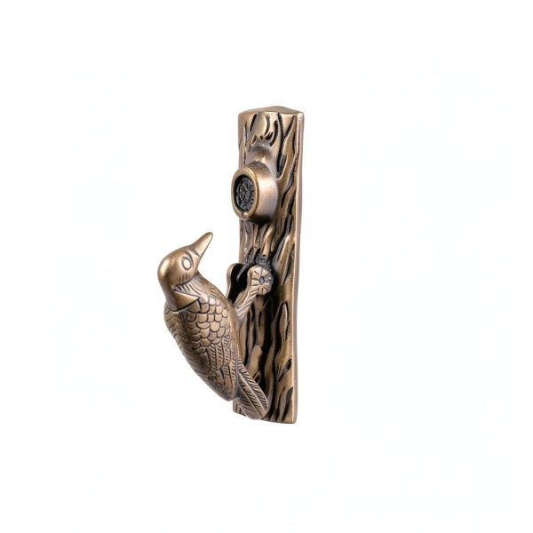 Renovators Supply Manufacturing Door Knockers for Front Door 6.5 in. Antique Brass Woodpecker Shaped Door Knocker with Mounting Hardware-1