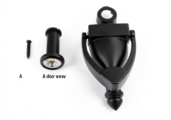 Elegant 5 Inch Matte Black Door Knocker with 180° Peephole TB SENROCA-2